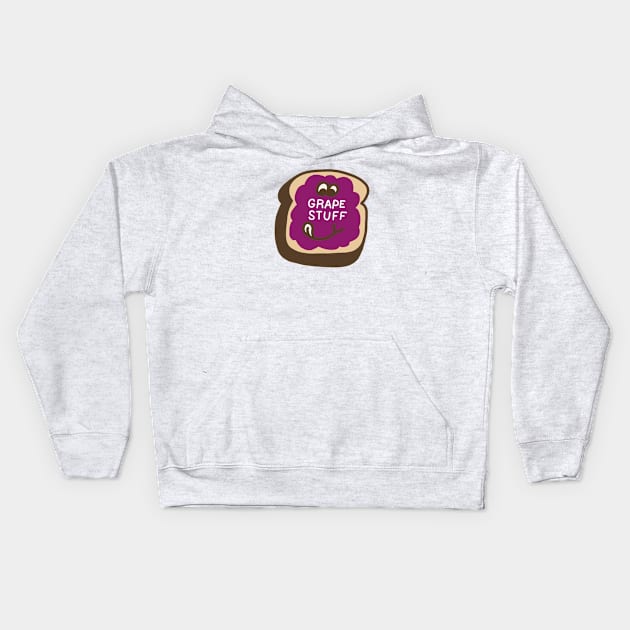 Grape Stuff - Punny Retro Scratch N' Sniff Sticker Kids Hoodie by sombreroinc